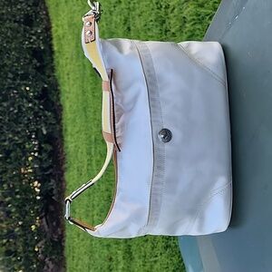COACH Hampton Hobo Cream Satin Shoulder Bag
